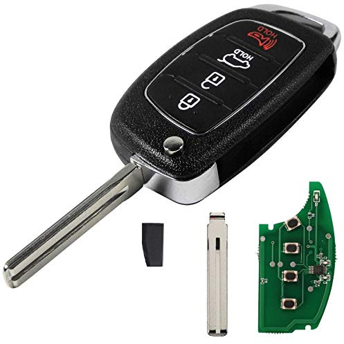 Pro-Plip - Chiave completa con elettronica compatibile con Hyundai 4 pulsanti I20 IX35 I30 I40 IX45 Elantra Santa Fe Solaris Accent Tucson Kia Rio Ceed 433MHz telecomando remoto