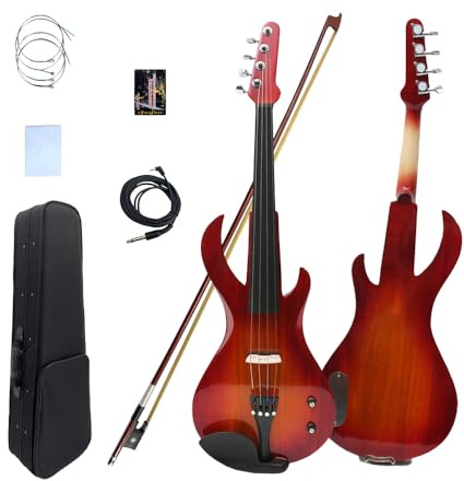 Yinfente Electric Viola 16inch Viola Full Size Guitar Shape Brown With Viola Bow Case Professional Sound Ebony fittings with solid wood body