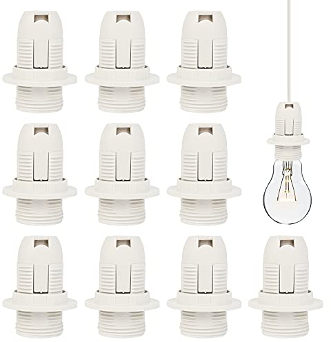 E14 Douille de Lampe 10 Pcs en Plastique 250 2A Support Vintage Adaptateur pour Ampoule à Vis Lampe à Économie d'Énergie, Blanche