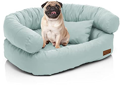 Juelle Hundebett - mittelgroße Hunde Sofa Abnehmbarer Bezug maschinenwaschbar flauschiges Bett, Hundesessel Santi S-XXL (Größe: M - 80x60 cm, Hellmint)