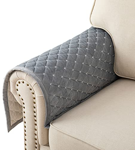 Eismodra Armlehnenbezüge,Armlehnenschoner,Anti-Rutsch- Armkappen für L Form Sofaschoner Chaiselongue ecksofa 2 Sitzer Schonbezüge Wohnzimmer Sessel Hunde Haustiere,Hellgrau,70x70cm(nur 1 Stück)