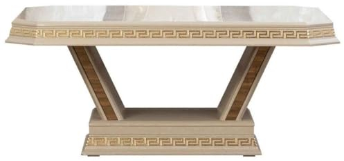 Casa Padrino Luxus Art Deco Couchtisch Cremefarben/Gold - Handgefertigter Massivholz Wohnzimmertisch - Art Deco Wohnzimmer Möbel