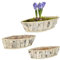 Relaxdays Blumentopf, 3er Set, schiffförmig, Birke, Pflanzentöpfe mit Folie, Pflanzkörbe für innen und außen, weiß/Natur
