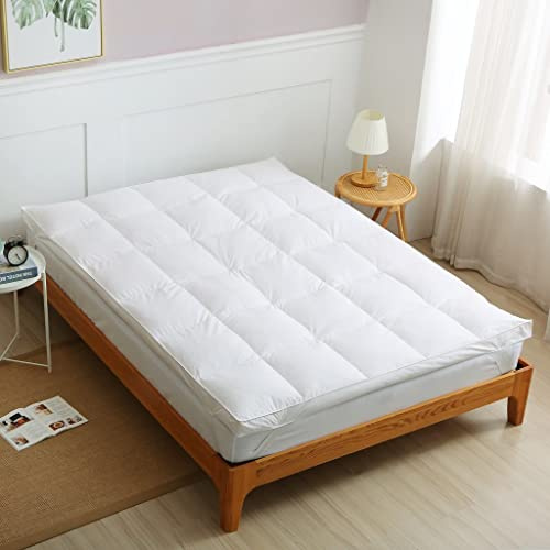 HomeSpace Direct 100% Duck Feather Mattress Topper Hotel Quality Thick Luxury Deep Fill (7cm) (Single)