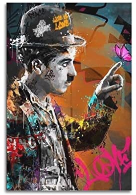 VZRSQZK Charlie Chaplin Poster, dekoratives Gemälde, Leinwand, Wandposter und Kunstdruck, modernes Familienschlafzimmer-Dekor-Poster, 20 x 30 cm