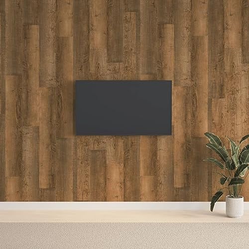 Homgoday Panneaux muraux effet bois marron PVC 2,06 m², panneaux muraux décoratifs pour meubles de chambre intérieur/extérieur