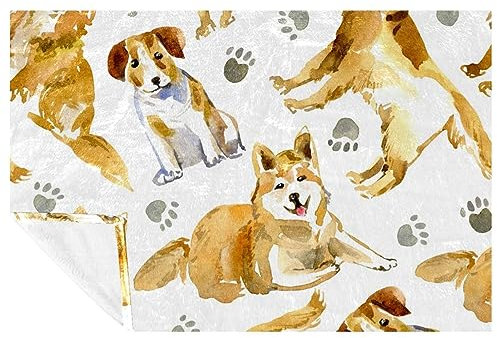 VAPOKF Decke / Überwurf für Bett, Couch, Sofa, Picknick, Camping, Strand, Motiv: Labrador, Jack Russell Terrier und Husky, weich, warm, gemütlich, 150 x 100 cm