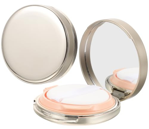 Beavorty Leeres Kissenfundamentgehäuse Mit Spiegel Und Puff Nachfüllbare Puderdose Für Loses Pulver Und Make-up-Puder Kompakt Tragbar Für Reise Und Alltag 7.50 X 7.50 X 1.70 cm
