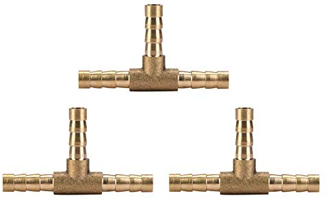 T 3-Wege-Messingverbinder, 5 Stück, Gartenschlauch-Splitter, 3-Wege-Schlauchkupplung, Schlauchanschlüsse, Widerhaken-Anschluss, Luft, Wasser, Öl, Gas, Kraftstoff, 6/8/10/12 Mm Für Flüssigkeiten(6mm)