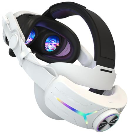 Quest 3 Sangle de tête,Remplacement pour Meta Quest 3 Elit.e Courroie de tête avec Batterie Rechargeable 8000mAh,RGB VR Lunettes Bandeau Ajustable pour réduisant la Pression du Visage