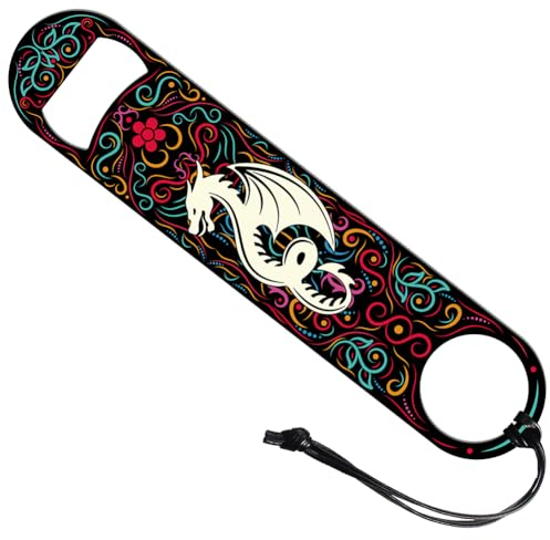 GLOBLELAND Bottle Opener Dragon Theme Beer Bottle Opener Stainless Steel Bar Bottle Opener Bar Key for Bartender Flat Bottle Opener for Home Bar Restaurant Pub