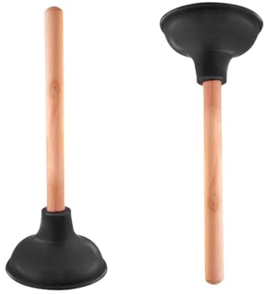 Heavy-Duty Toilet Plunger Unblocker with Professional Tool for Bathroom Kitchen Shower and Sinks Cleaning Plunger 28cm(11inch) Wooden Handle and 11cm(4.5inch) Rubber Suction Cup Easy Cleaning Plunger
