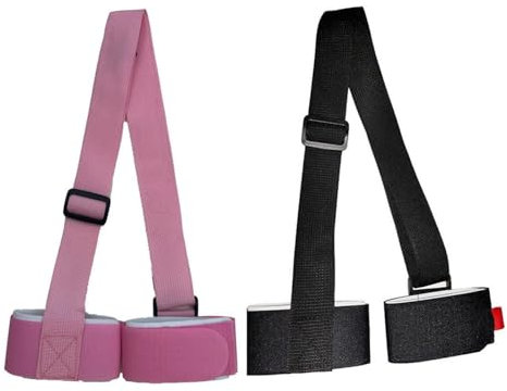 LYEVA Skimate – Skimate-Skigurte, Snowboard-Bindungsgurte, Skiträger-Schultergurt, verstellbare Skigurte, tragen Sie Ihre Skiausrüstung mit Leichtigkeit (Black+Pink)