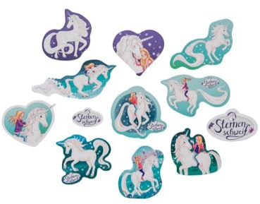 51 Stück XXL Konfetti * STERNENSCHWEIF * als Deko zum Kindergeburtstag und Mottoparty | Großkonfetti aus 300g-Karton, 2-6cm groß | Laura Mädchen Pferde Einhorn Kinder Party Geburtstag