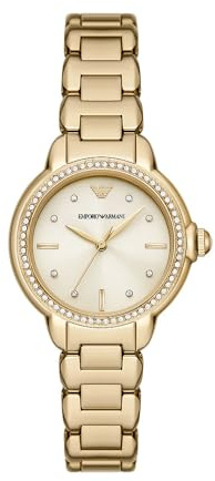 EMPORIO ARMANI Watch for Women, 32mm Gold Tone Quartz DREI-Zeiger Uhrwerk und Edelstahlarmband