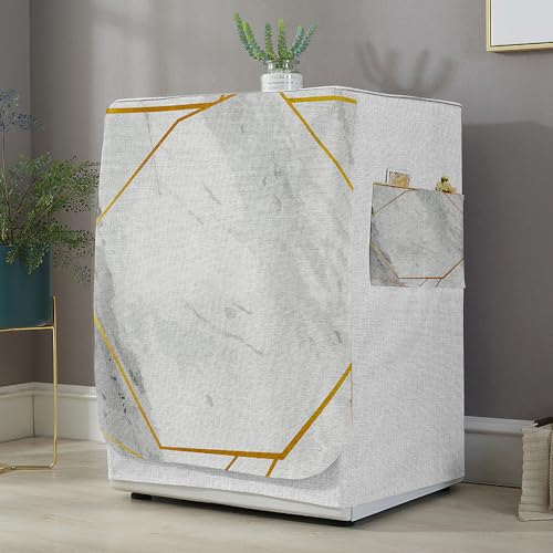 Highdi Funda de Lavadora Cubierta Exterior,Adapta a la Mayoría de Lavadoras y Secadoras de Carga Frontal Protector Solar a Prueba de Polvo (Marmoleado 5,S Capacidad 6~7,5 KG)