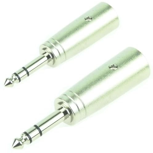 Adam Hall 2 x Connectors K4A JM3 XM3 Ganzmetall Adapter Verbinder Konverter - XLR 3 pol Male Stecker auf 6,3 mm Klinke TRS Stereo Male Stecker 1/4 Zoll