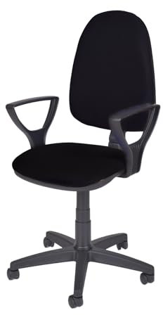 Topsit T20 Bürostuhl, Stuhl mit Armlehnen für Home Office, ergonomischer Bürostuhl, höhenverstellbarer Stuhl, verstellbare Rückenlehne, gepolsterter Sitz und Rückenlehne, Schreibtischstuhl (Schwarz)