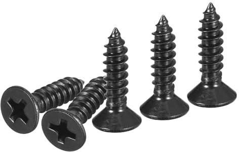DTGN 200Pcs #8x5/8 Flat Head Wood Screws, 304 Stainless Steel Phillips Self Tapping Screws - Good for Woodworking, Furniture - Black