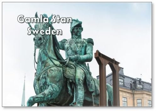 Karl XIV Johans Statue in der Nähe des Königspalastes in Gamla Stan, Kühlschrankmagnet