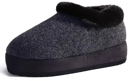 KuaiLu Zapatillas Casa Mujer Invierno Termicas Pantuflas Caliente Peluche Piel Forradas Cerradas Pantufas Comodas Memory Foam Slippers Ortopedicas Antideslizante Goma Suela Babuchas Negro EU41