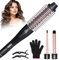 MEETELLALA Hair Curler, 3 in 1 Curling Tongs Set with Curling Brush and 2 Interchangeable Ceramic Curling iron 9-25mm Curling Wand, with Glove 2 Hair Clips Hair Styling Tool for Long Medium Short Hair
