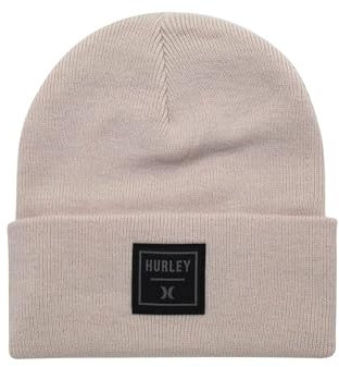 Hurley Herren Shifty Beanie - Leichte Klassisch Doppellagige Flache Strickmütze Wintermütze für Herren, Light Bone, Einheitsgröße