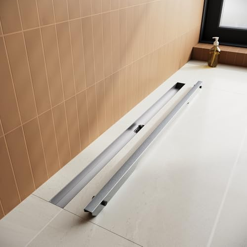 SUNXURY Canalina per doccia, 60 cm, in acciaio inox, set completo, con sistema antiodore e filtro per capelli a 360°, extra ultrasottile