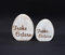 FRANK FLECHTWAREN Deko-Ei Frohe Ostern, 2er Set, Holz, weiß gekalkt Maße: Höhe 14 cm, 16 cm