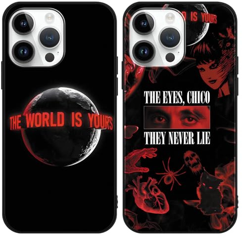 Yimctoie 2 Stück Karikatur Handyhülle für iPhone 13 iPhone 14 6.1, Weich TPU Silikon Stoßfest Schutzhülle mit Anime Scarface Muster Design Case Mode Lustig Anti-Kratzen Cover, Eyes