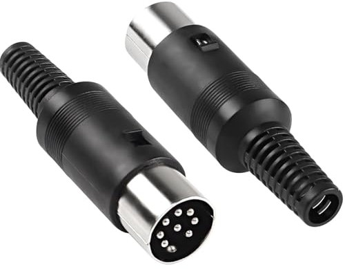TECHZOCO Conector Audio DIN 8 Pines, Conector Midi 8 Pin, Adaptador Macho DIN de 8 Pines, Compatible con Bang & Olufsen B&O, PowerLink, BeoLab 3, Ordenador, Sonido, Negro, 1 Unidad