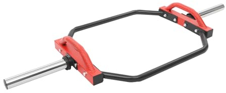Barbell Olympische Fallstange, Hex Bar Trap Bar aus Stahl, Sechseckige Kurzhantelstangen, Hexagonale Hantelstange für Fitnessstudio und Hause, bis 150kg, Rot