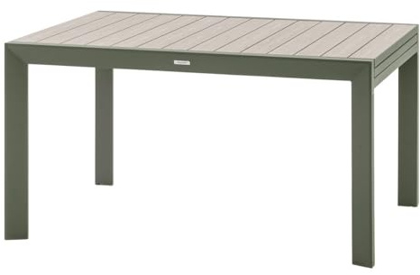 HESPERIDE - Table de Jardin Extensible Evasion Beige - 10 Places - Aluminium Antirouille Aluminium Effet Bois - Rallonge Coulissante