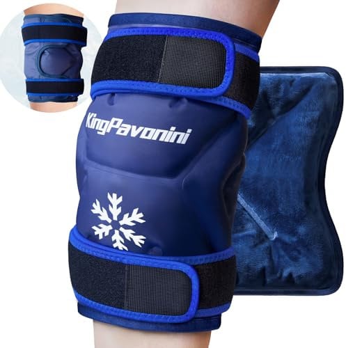 KingPavonini XXL Bolsa de Hielo para Aliviar el Dolor de Rodilla, después de una cirugía, paquete grande de gel reutilizable para lesiones de rodilla, alivio del dolor, hinchazón, cirugía de rodilla