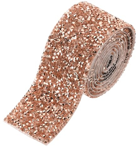 QUARKZMAN 1,6 Zoll 1 Yard Kristall Strassband Trim Selbstklebendes Roségold | Glitterband Rolle, Bling, Für Basteln, Strassband