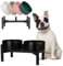Futternapf Hund Erhöht Hundenapf Set - Doppelte Fressnapf Keramik mit Edelstahlständer - Ideal für Kleine und Mittelgroße Hunde - 850 ml x 2 - Schwarz