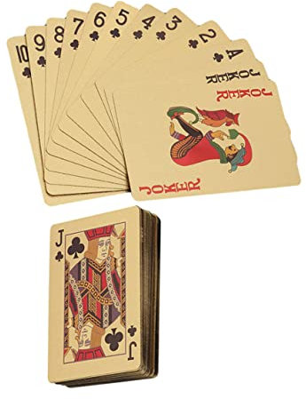 ifundom 1Stk Kartenspielen lustige Schnappschüsse Spielkarten im Großdruck bescherung Weihnachten weinachts Poker Deck Werkzeug Tischpokerkarte tragbare Spielkarte Plastik Golden