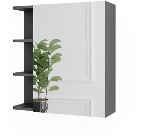 Vicco Spiegelschrank Fynn, Badezimmerspiegel, Anthrazit, 62 x 64 cm