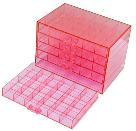 LOVIVER Nail Arts Storage Box Jewelry Organizer Large with Drawers Container Cabinet for Glitters Nail Tips Earring Rings Vanity Desk, Pink
