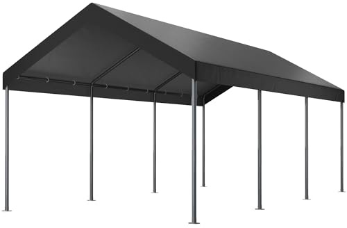 Shintenchi Cochera Resistente de 10 x 20 pies con toldo Resistente a los Rayos UV, Marco de Acero Recubierto de Polvo, Garaje portátil fácil de Montar, cochera Estable para Coche, Bicicleta