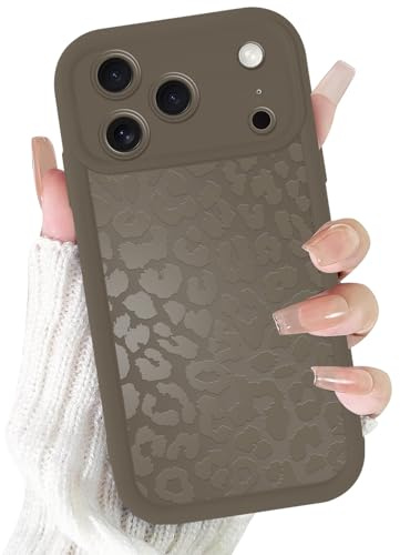 ZhuoFan Handyhülle für iPhone 17 Pro hülle 6,3”, Aesthetic Leopard Design Herbst Cute Muster Braun Matte Mädchen Frauen Schutzhülle Ultra Silikon Dünn TPU Case Stoßfest Kameraschutz Bumper Cover, 05