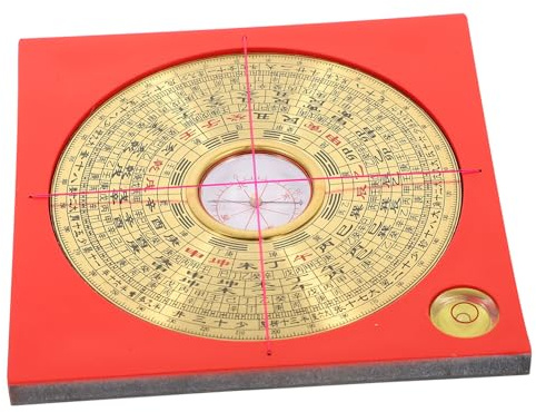 QUMIIRITY Hochpräziser Multifunktionaler Kupfer Feng Shui Luo Pan Kompass mit Traditionellen Markierungen und Gradskala Tragbar für Feng Shui Taoismus Tischdekoration und Geschenk