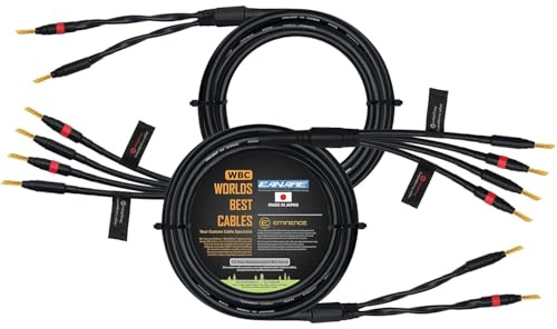 WORLDS BEST CABLES 3 Meter - Canare 4S11 – Audiophile Grade - HiFi Star-Quad Bi-Wire Speaker Cable Pair with Eminence Gold Banana Connectors