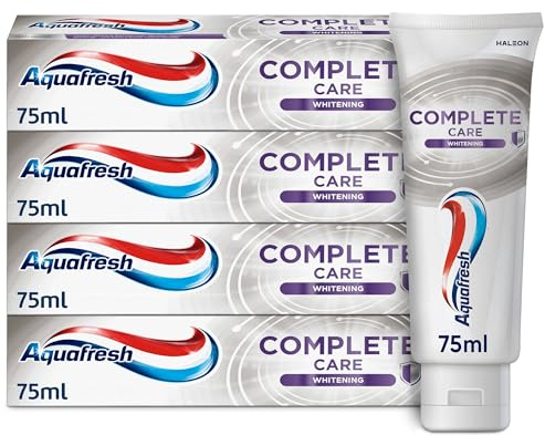 Aquafresh Complete Care Whitening Fluoride Toothpaste. Helps Restore Your Teeth’s Natural Whiteness. Actively deep Cleans and freshens Whole Mouth. (Pack of 4)