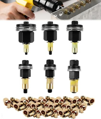 Ulluthu 6 Stück Nietmutternzange Set, Nietenzange Nietmuttern Set mit 180 Muttern, Einpressmuttern Nieten Sets für M3, M4, M5, M6, M8, M10 Nietmutter Werkzeug und Manuelle Nietmaschine