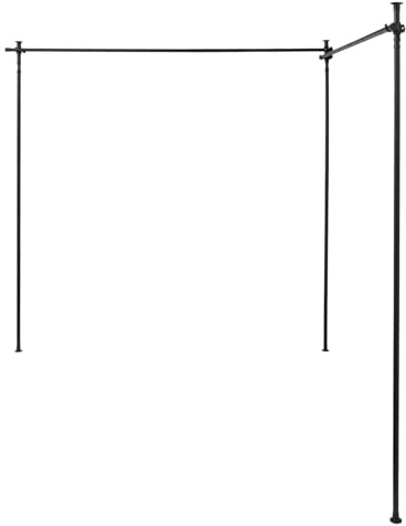 LKHDONG Raumteiler Freistehend Raumtrenner Vorhang Gardinenstange ohne Bohren, Himmelbett Gestell verstellbar 122-305cm(H) 70-177 cm (B) Vorhangstangen ohne Vorhang (Schwarz)