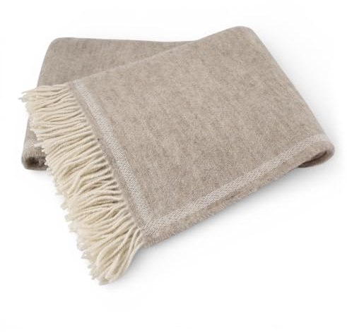 LANEROSSI Plaid aus reiner Schurwolle mit Fransen von Marzotto - 130 x 170 cm (SOLID)