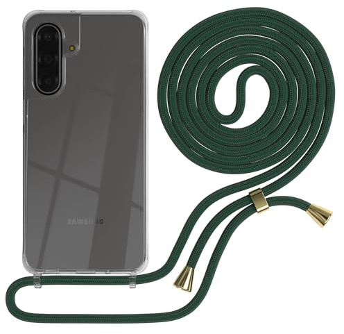 EAZY CASE Handykette kompatibel mit Galaxy A17 Handyhülle mit Umhängeband, Handykordel mit Schutzhülle, Silikonhülle, Hülle mit Band, Stylische Kette für Smartphones, Grün Camouflage