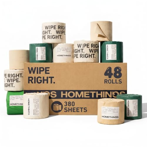 Homethings Premium Bamboo Toilet Roll – 48 x 3-Ply, 380 Sheets per Roll, Unbleached Eco Toilet Paper, Sustainable Bamboo, Ultra Soft & Strong, Plastic-Free Bathroom Tissue