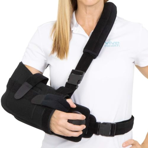 Vive Shoulder Abduction Sling - Immobilizer for Injury Support - pain Relief Arm Pillow for Rotator Cuff, Sublexion, Surgery, Dislocated, Broken Arm - Brace Includes Pocket Strap, Stress Ball, Wedge